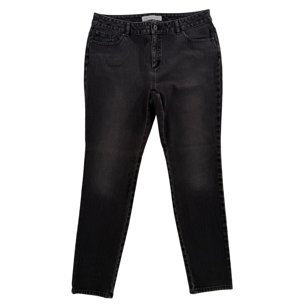 Chicos Platinum Denim Jeans Womens 1.5 Faded Black Slim Leg Stretch Pants 513